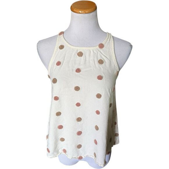 Womens Anthropologie Mine Oatmeal & Taupe Textured Polka-Dot Tank Top - Sz S - Picture 2 of 3